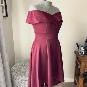 Wine colored off shoulder party dress. Size Small